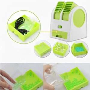 Portable Mini Ac Air Cooler – USB & Battery Operated | Dual Blower With Ice Tray